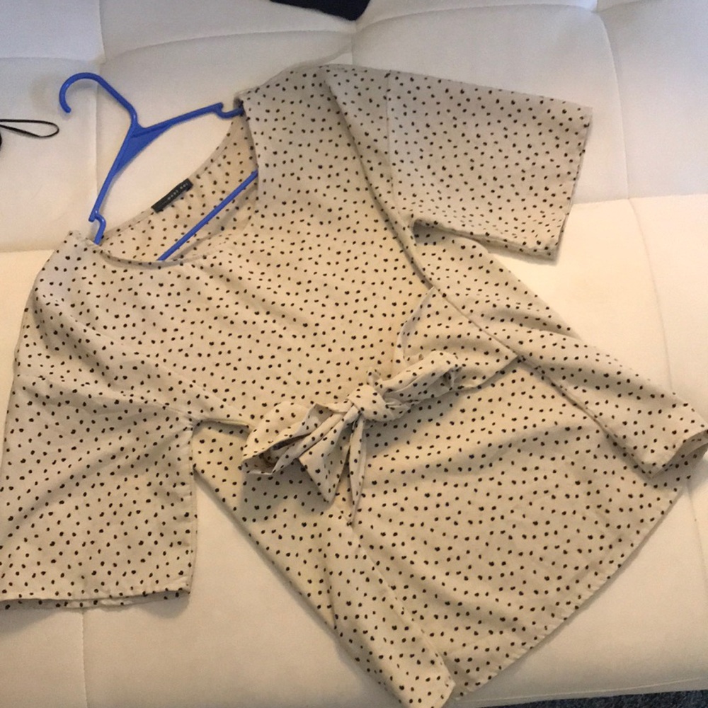 Cream tie-front blouse